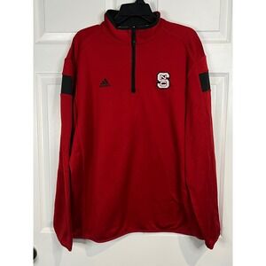Adidas Men's NC State Wolfpack Red Climalite 1/4 Zip Pullover Sweatshirt - Sz XL